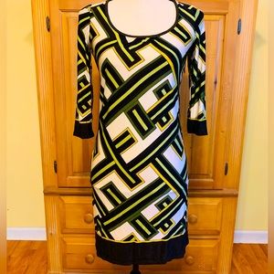 Ann Taylor LOFT petites geometrical pattern dress.